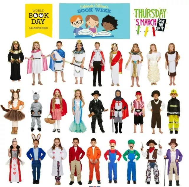 Girls Boys Book Week Costumes Book Day Child Kids Fancy Dress Animal Historic