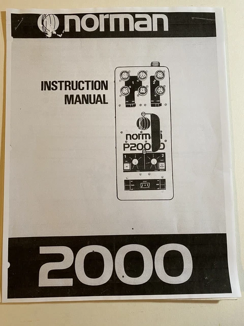 Norman 1200 Portable Flash Unit Instruction Manual 8-Page Vintage Xerox Copy