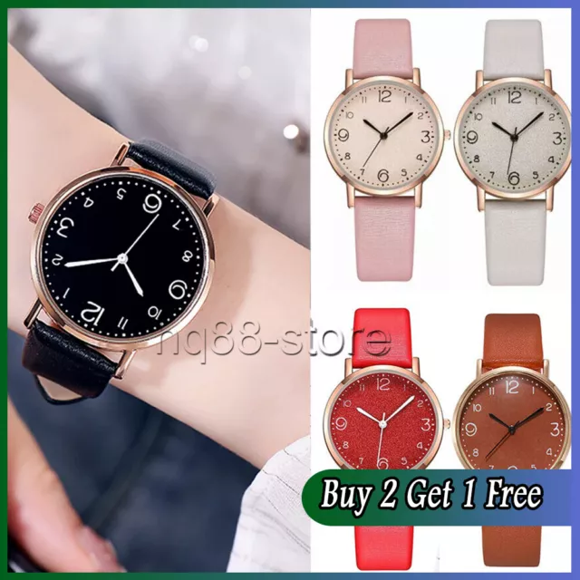 Womens Wrist Watches Ladies Watch Round Leather Strap Casual Analogue Gift UK