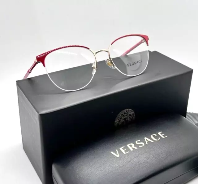 VERSACE 1247 1408 Women Eyeglasses 52-17-140 Red/ Pale Gold 100% Authentic