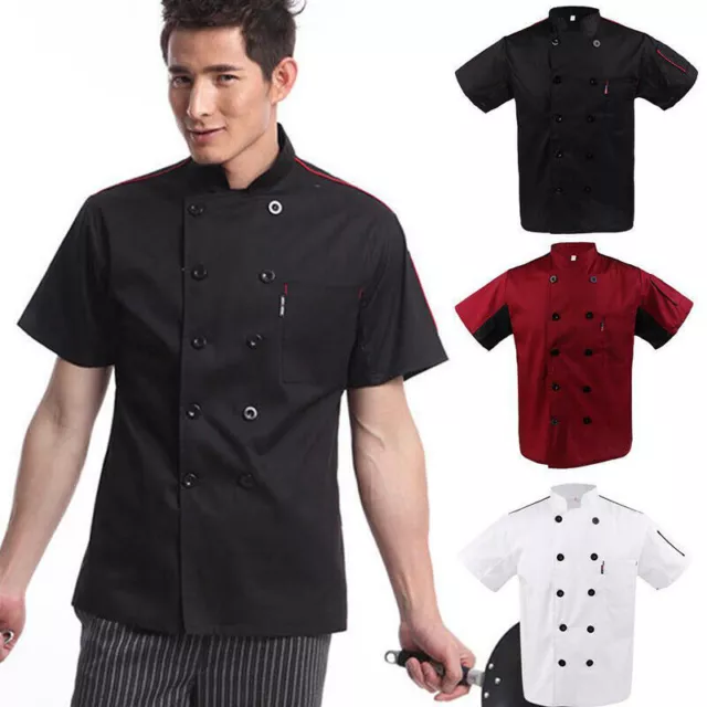 Unisex Mesh Sleeve Chef Coat Jacket Restaurant Hotel Cook Short Clothes Uniform 2