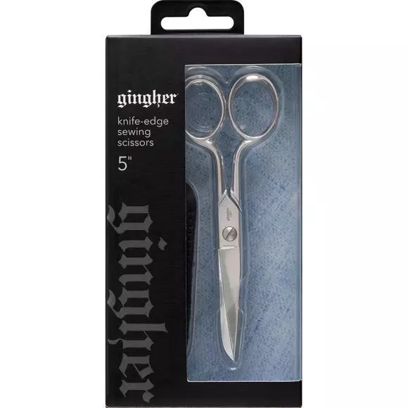 Gingher Knife Edge 12cm (5") Sewing & Embroidery Scissors w Leather Cover