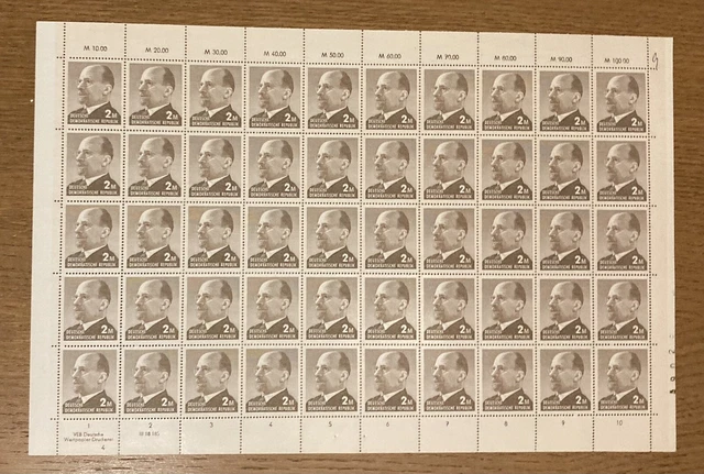 DDR 1969 kpl. Bogen  Mi.Nr. 1482 mit Dv Fn 4 dgz/ 2 Lz