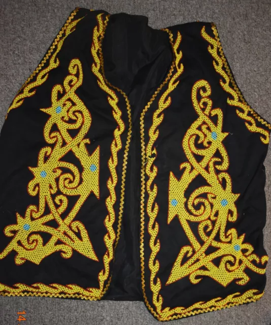 ORIG $599 DAYAK SHAMAN VEST, hand beaded, 1900S 26" PROV