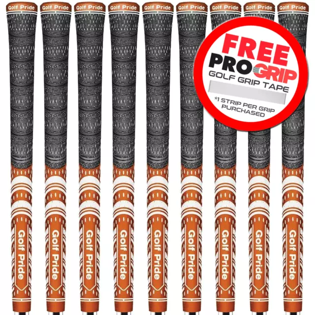 Golf Pride Mcc Plus4 Team Standard Golf Grips X 9 / Dark Orange +Free Grip Tape