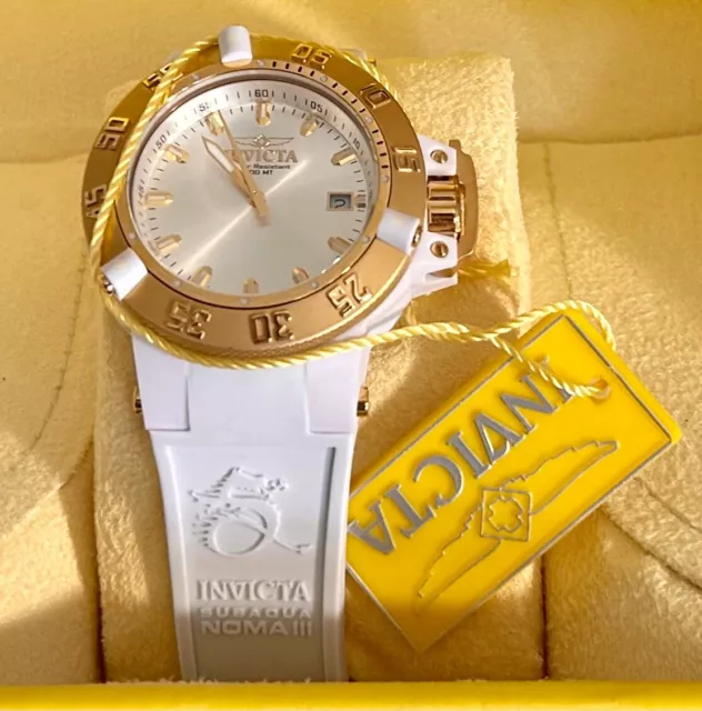 Invicta 10124 Women's Subaqua Noma III Anatomic Quartz Gold WATCH w/White Band