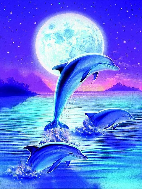 Goofong Diamond Painting Erwachsene Delphin Tiere, DIY 5D Diamant Painting