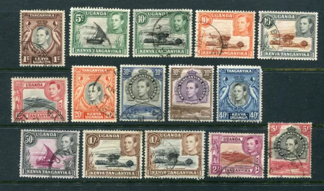 Kenya Uganda Tanganyika KUT 1938 George VI selection 15 stamps to 5/- Used EJ297