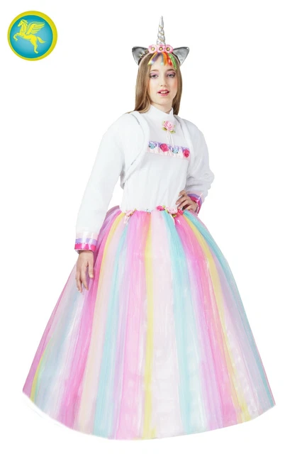 COSTUME PRINCIPESSA UNICORNO Multicolore bambina Vestito Carnevale