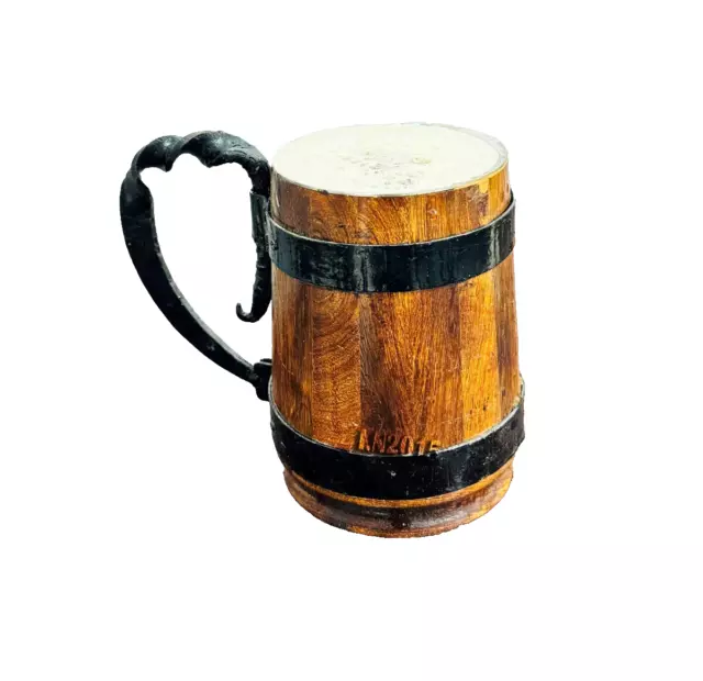 Wooden Barrel Beer Mug, Bucket Shaped Drink ware with Handle, Stainless Steel