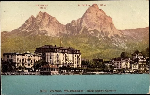 Ak Brunnen Kt Schwyz, Waldstätterhof, Hotel Quatre Cantons - 3875455