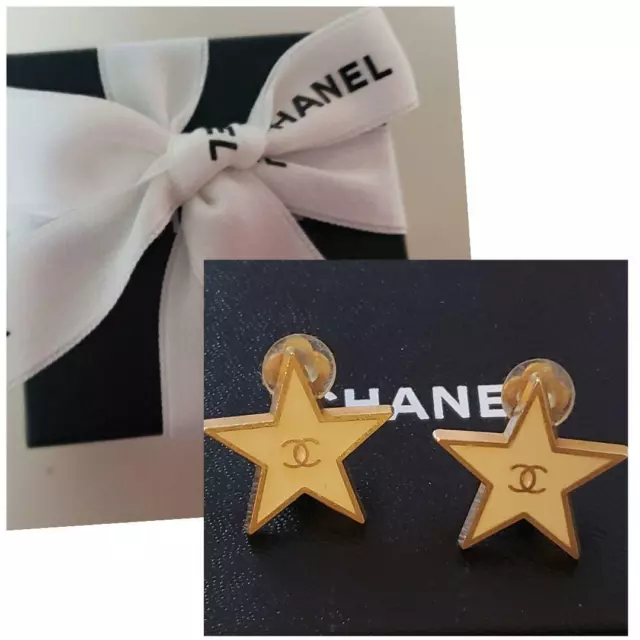 Authentic vintage Chanel earrings gold CC logo clip huge hoop