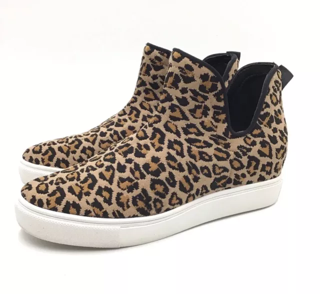 FREE SHIPPING  Steve Madden Womens Loxley Cheetah Wedge High Top Side Zip 9