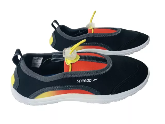 Speedo Junior Small 13-1 Surfwalker Pro Water Shoes Girls Boys Black Orange EUC