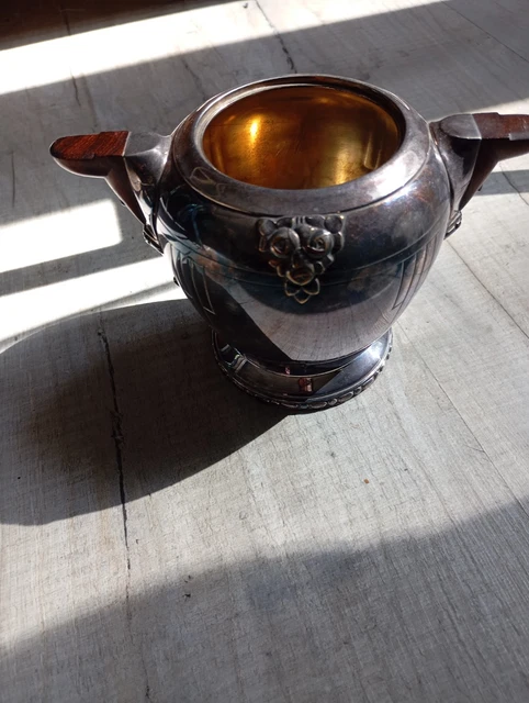 Sucrier Art Déco Ancien – Métal Argenté Robert & Belk – Angleterre