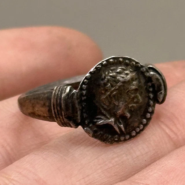 Bague Ajourée En Argent Massif 925 - Tête De Sanglier - Taille 58 - Bijou Occasion Poinçonné