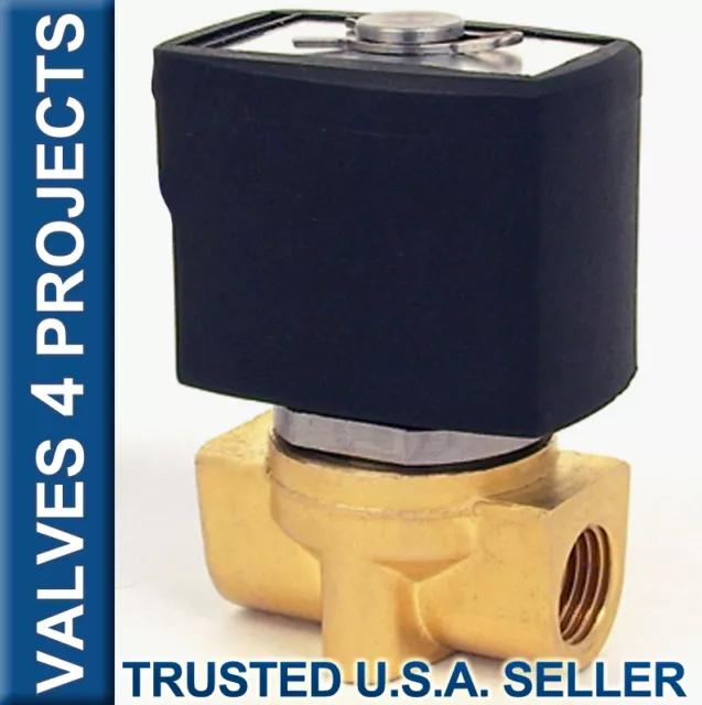 1/4" Electric Solenoid Valve Brass / Viton (FKM) 12V DC Air Gas Diesel B20V