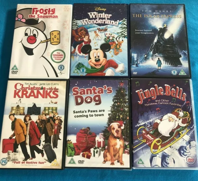 Job Lot Christmas DVD Films - Disney-Polar Express-Frosty. 6 DVD's. FREE P+P.