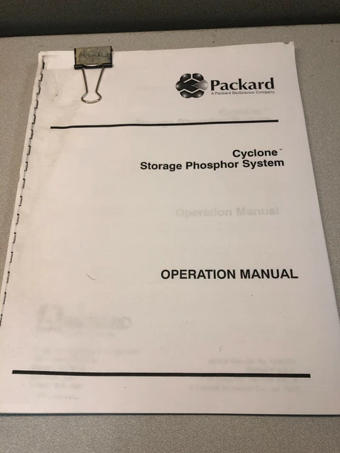 Cyclone Storage System PACKARD CYCLONE STORAGE Phosphor System Operation Manual £33.98 ...