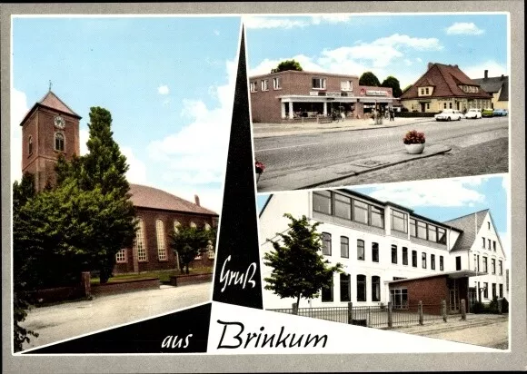 Ak Brinkum bei Bremen Stuhr in Niedersachsen, Kirche, Straßenpartie - 2867295