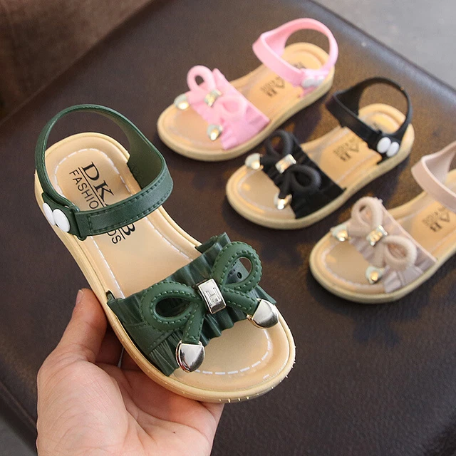 Summer Children Open Toe Flat Sandals Kids Girls  Toddler Bow-Knot Casual Shoes