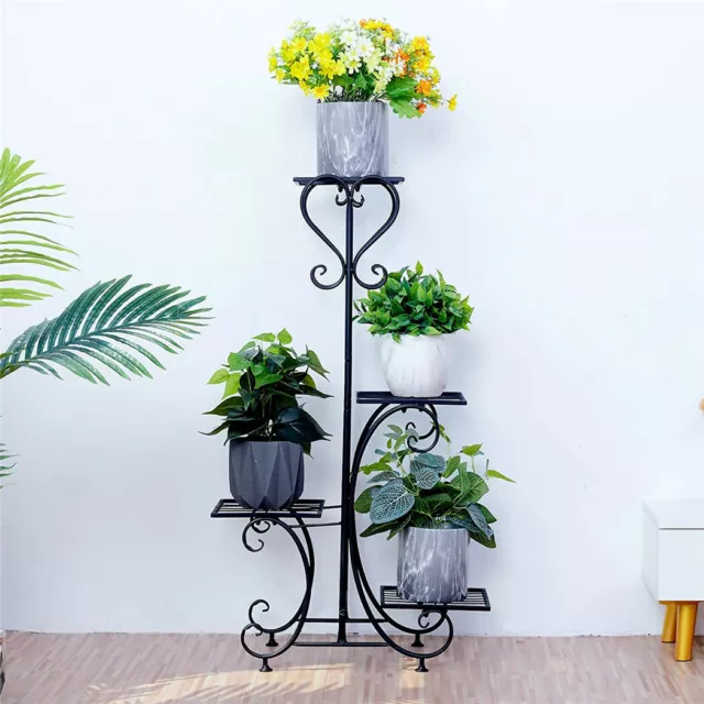 Decorative 4 Tier Metal Plant Stand Garden Indoor Flower Shelf Display Standing