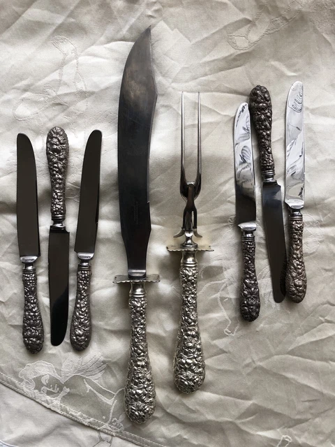 Service à Découper Et 6 Couteaux Sterling Stieff Co - Argent Massif