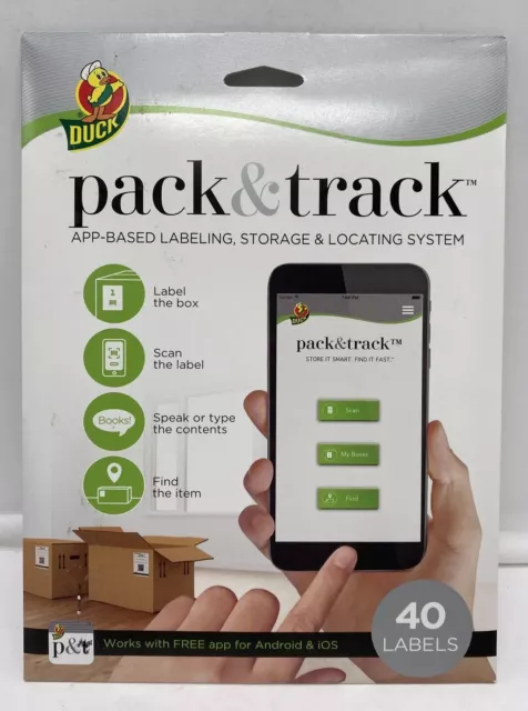 Duck Brand Pack & Track App Based Labeling System 40 Labels NEW SEALED FASTSHIP