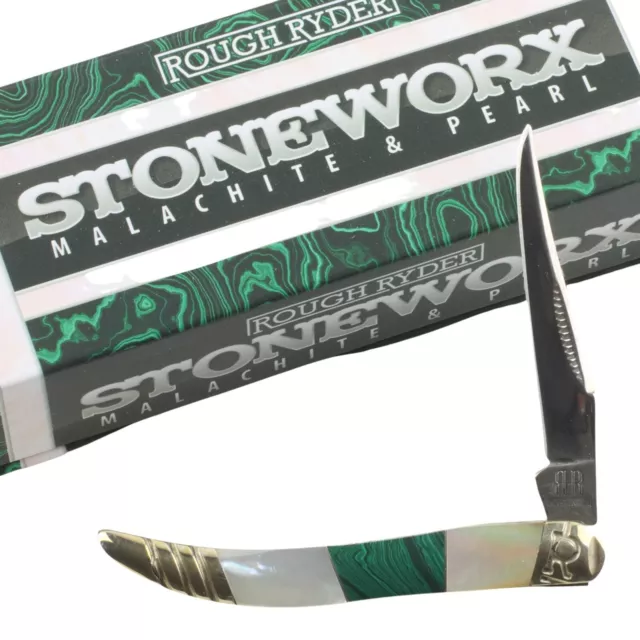 Rough Ryder Stoneworx Series Malachite Pearl Toothpick Pocket Knife RR2034