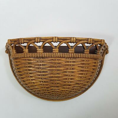 Vintage Faux Wicker Wall Pocket Homco Dart 1970s Approx 10" x 5" Brown