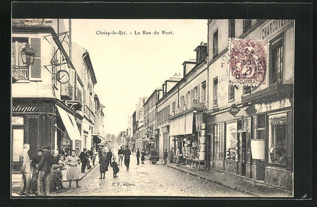 CPA Choisy-le-Roi, La Rue du Pont, vue de la rue im Zentrum