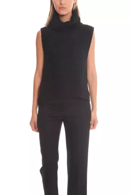 3.1 Phillip Lim Turtleneck Sweater Vest Tank Black High Low Hem XS TP Alpaca