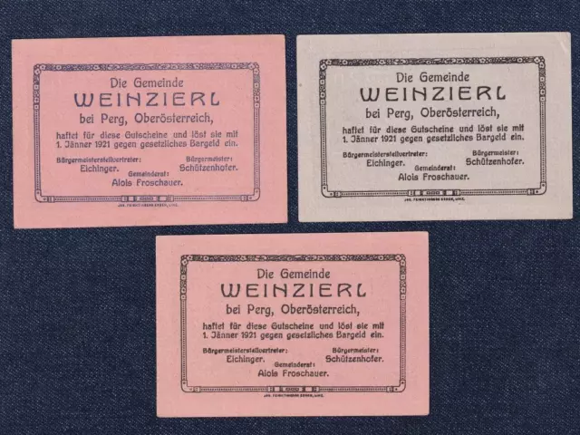 Austria Emergency Note Banknote Lots 3pcs 1921 2
