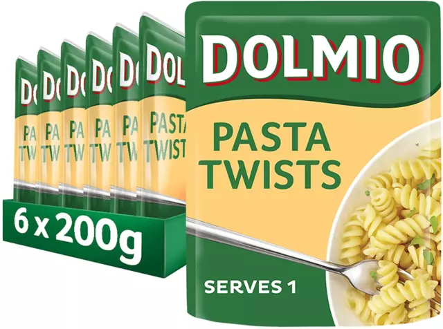Dolmio Pasta Twists Pasta Fusili Microwave, Bulk Multipack 6x200g