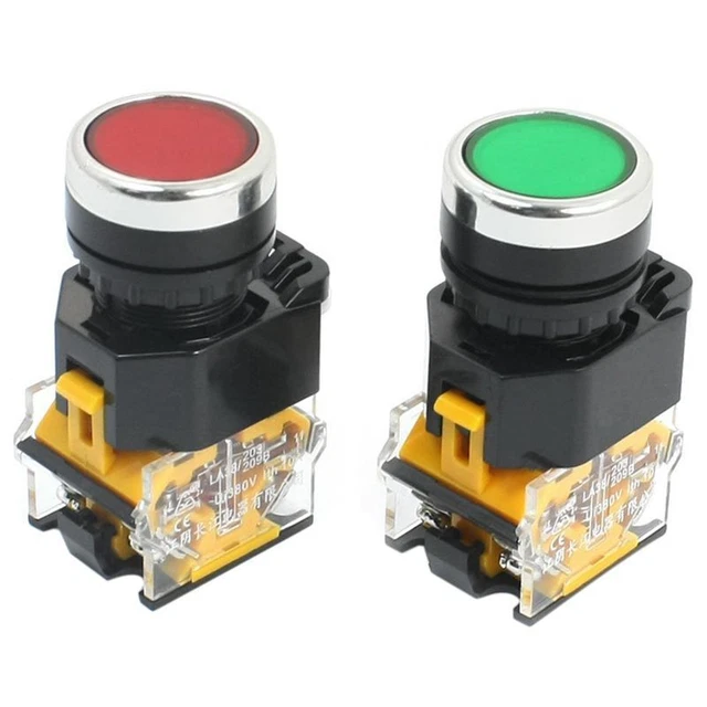 4X(2Pcs 22Mm 10A 380V DPST Interrupteur à Bouton-Poussoir Momentané Ro8)