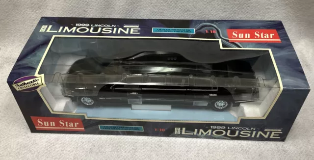 NIB Mint Sun Star 1999 Black Lincoln Limousine 1:18 Diecast Model #1251