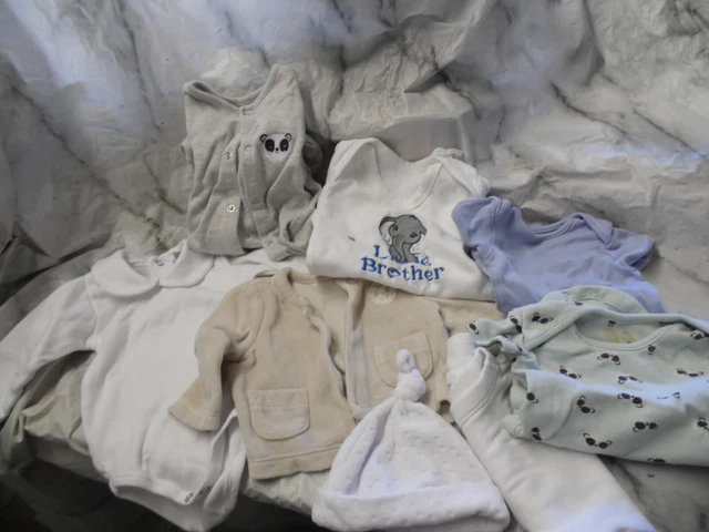 baby clothes bundle 8 items newborn/first size vests all in one's hat jacket eyc