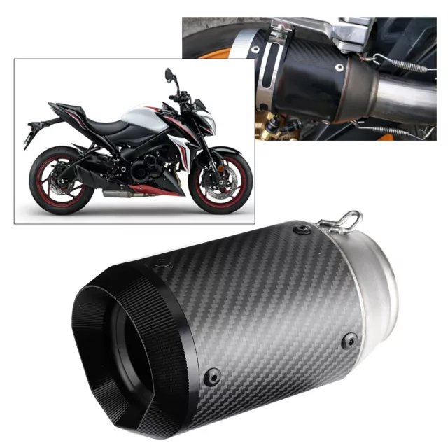 51mm/2.01in Universal Motorcycle Carbon Fiber Exhaust Pipe Polygon Black Tail Fo