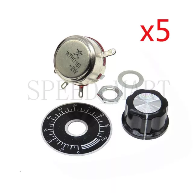 5 set WTH118-1A 2W 470Ω Ohm Rotary Potentiometer and MF-A03 Bakelite Knob