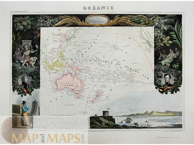 Carte antique d'Australie Océanie Océanie Levasseur 1861