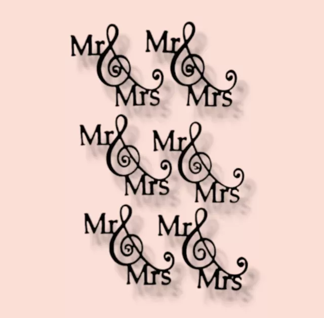 Bespoke Silhouette Wedding Die Cut Mr & Mrs Card Embellishments Black 6pk