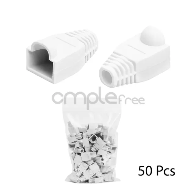 50 x White CAT5E CAT6 RJ45 Ethernet Network Cable Strain Relief Boots NEW