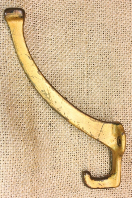 Old Coat Hook Mission House Clothes Tree Bath Robe Brass W/ Ears Vintage Rustic