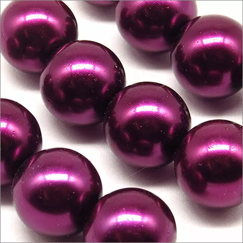 Lot de 10 Perles Nacrées en Verre 12mm Violet Zinzolin