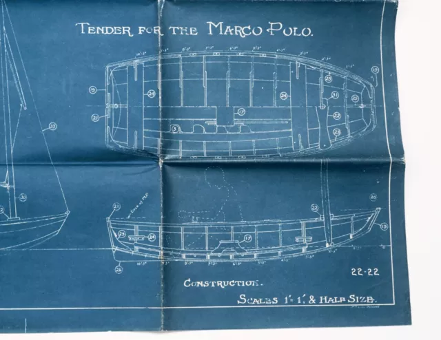 L. Francis Herreshoff Orig Vintage MARCO POLO Boat Blueprint #22/22 Tender