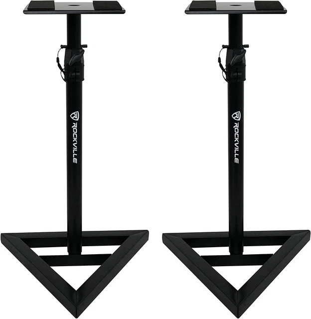 Rockville RVSM1 Pair of Near-Field Studio Monitor Stands W/ Adjustable Height,Bl
