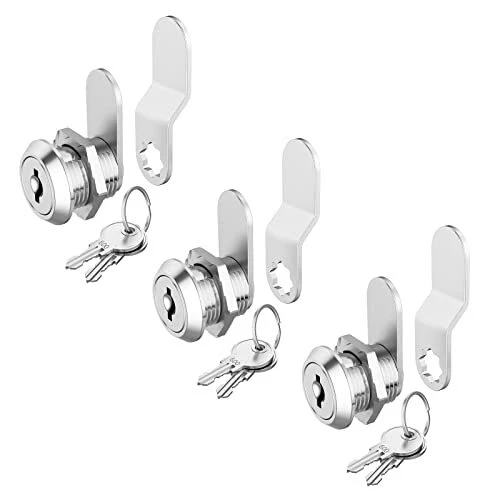 3-Pack Cam Locks with Keys, 5/8" for Drawer & Mailbox