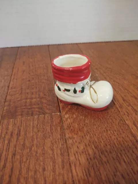 Vintage Christmas Boot Toothpick Holder Ceramic Figures Japan