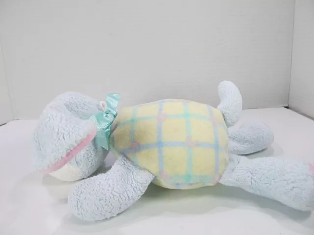 Eden Puppy Dog Rattle Pastel Pink Yellow Plaid Plush Stuffed Animal Baby Toy 3