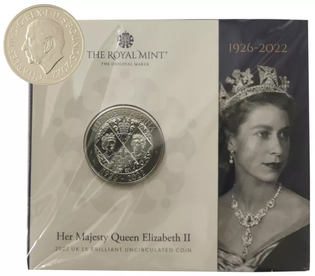 Großbritannien 2022 Münze 5 Pfund Queen Elizabeth II König Charles st Memorial